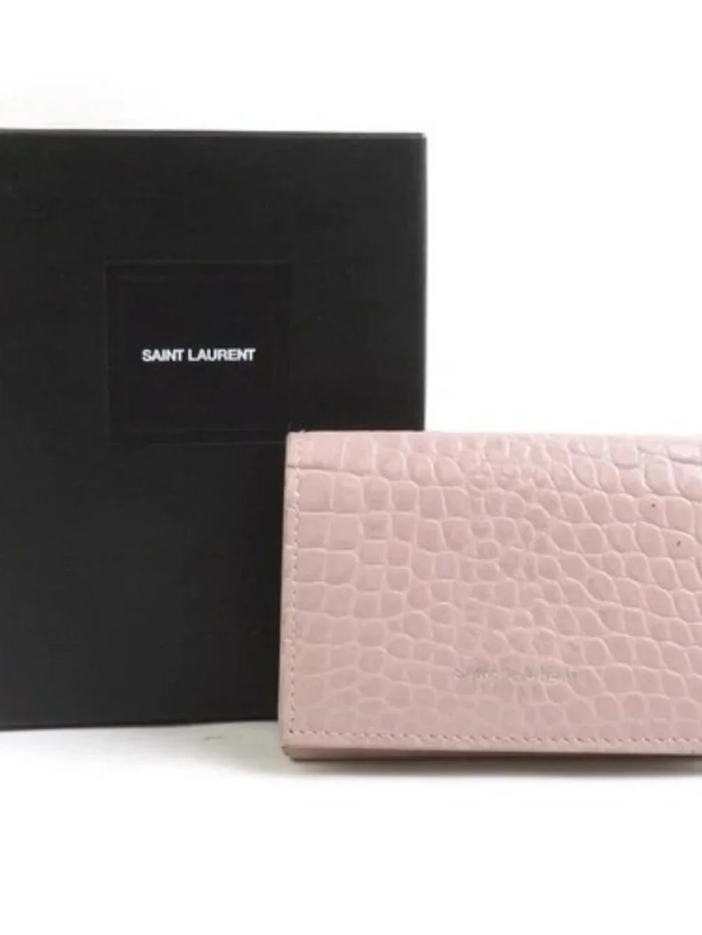 Auth SAINT LAURENT Trifold Wallet Pink Embossed Leather - h31195a - Picture 11 of 11